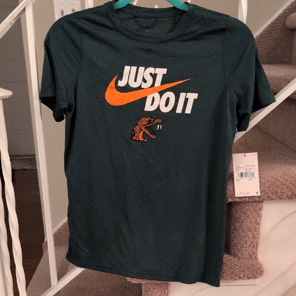 Nike Florida A&M Rattlers Kid's Dark Green Dri Fit Tee In Large NWT